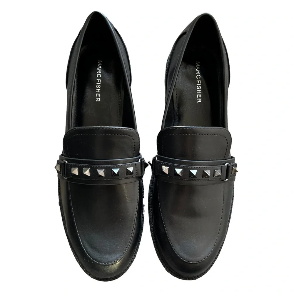 Marc Fisher - Cancia Black Studded Loafers Sz 9.5